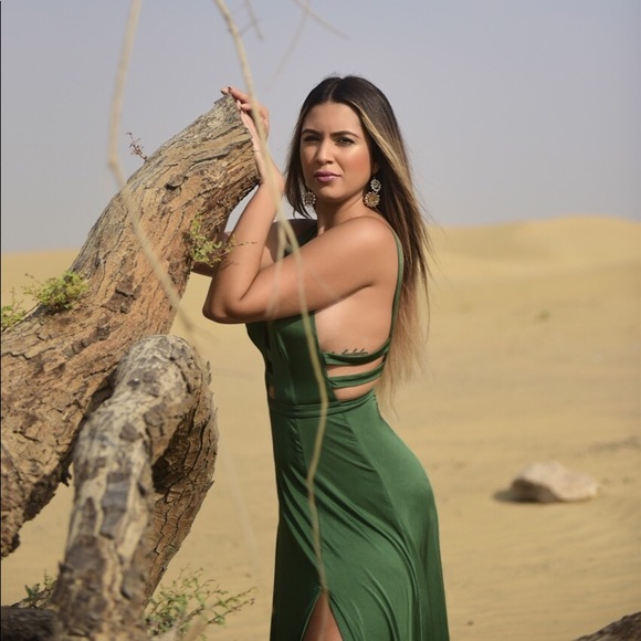 Alamour the label Emerald Green Maxi Dress Gown - Picture 3 of 4